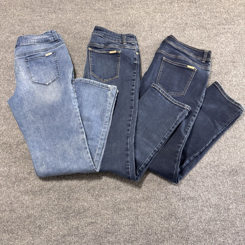 Chico's So Slimming Straight Leg Jeans Blue Denim Size 1 Lot Of 3 Light Med Dark